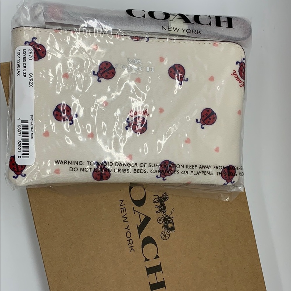 COACH Corner Zip Wristlet With Ladybug Print - Picture 11 of 16